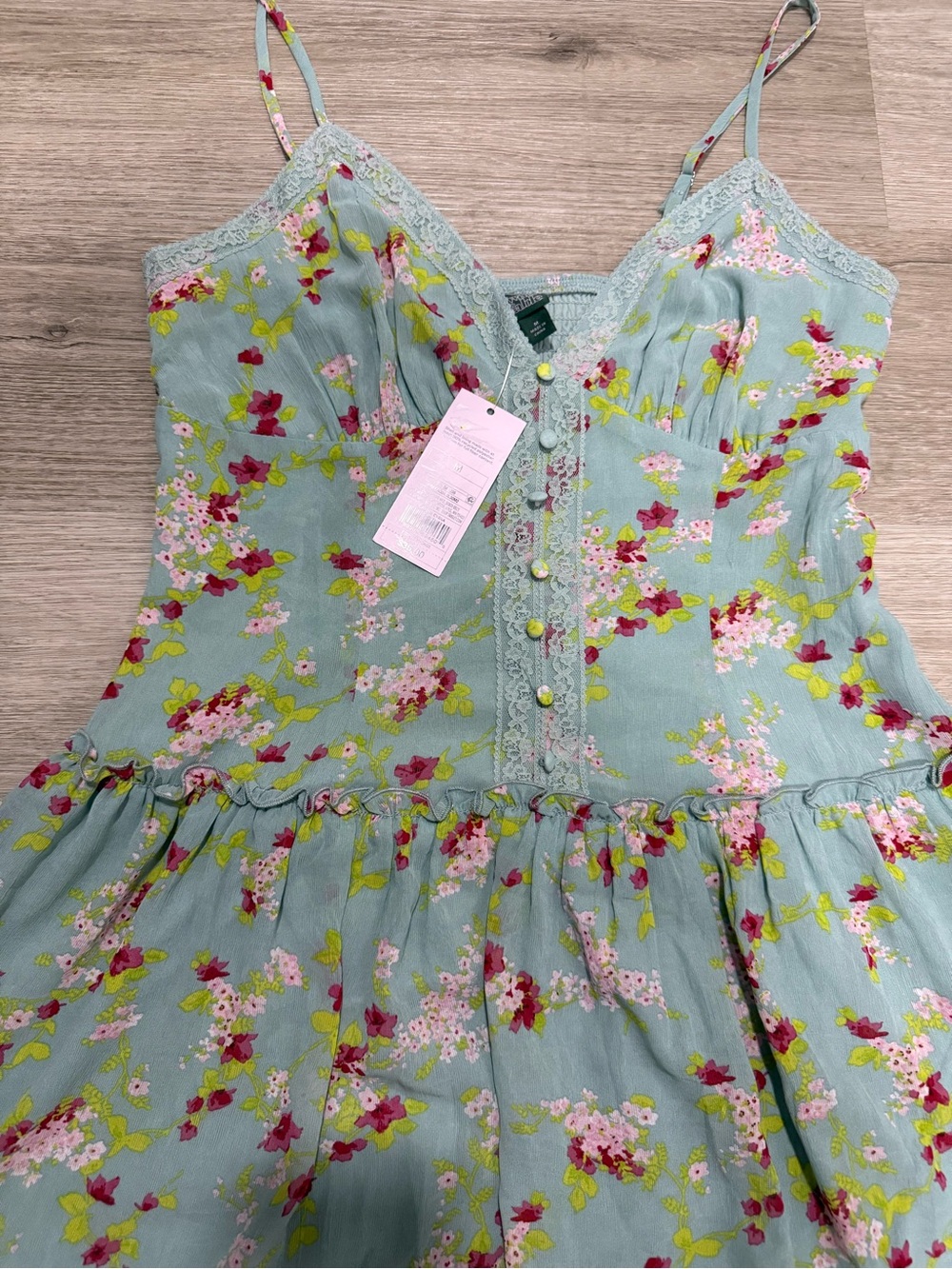wild fable Mint Green Floral Lace-Trim Cami - Picture 4 of 12
